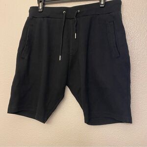 ZARA Essentials cotton Knit black pull on drawstring pockets Shorts 9” XL
